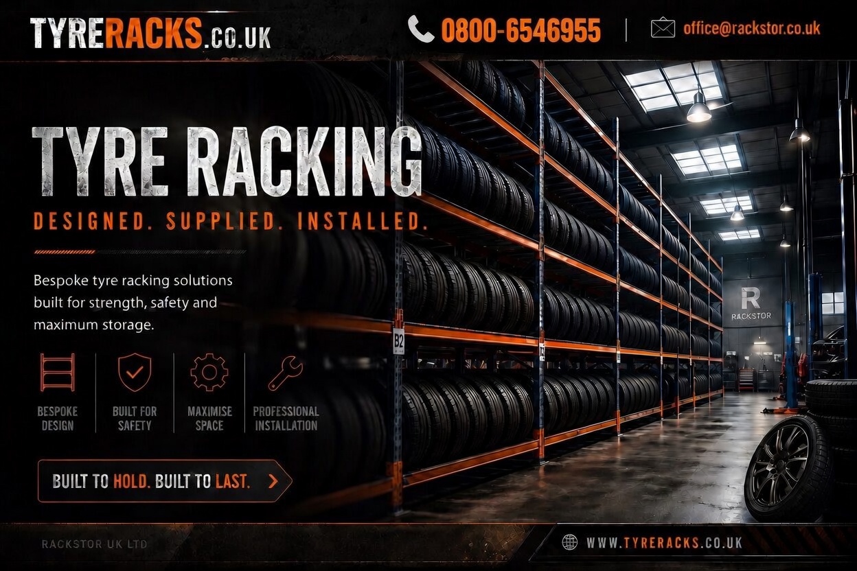 Tyre Racking — Designed. Supplied. Installed. Bespoke tyre racking solutions built for strength, safety and maximum storage by Rackstor UK.